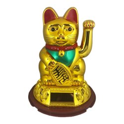 Vinkende Lykke Kat - 15cm. hj - solar
