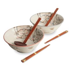 Ramen Bowl Set - KitKats, porceln (Edo Japan Design)