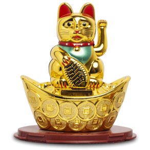 Lucky Cat on Treasure - 14,5cm. hj - solar