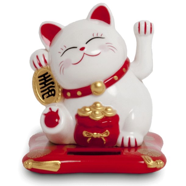 Hvid Vinkende Lykke Kat - 7,5 cm. hj