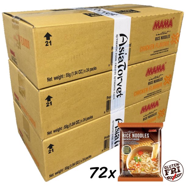 3 ks. Rice Noodles Chicken Flavour (MAMA) - 72 x 55gr.
