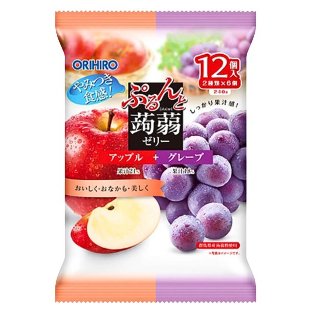Prune &amp; Konjac Jelly Pouch - Apple &amp; Grape (Orihiro) - 240gr.