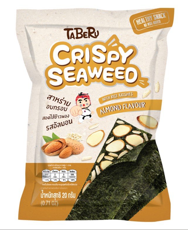 Crispy SeaweedRice Snack w/Almond flavor (TabeRu) 20gr.
