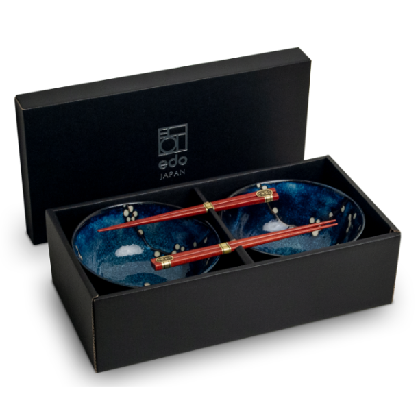 Udon Bowl Set - Hana Blue, porceln (Edo Japan Design)