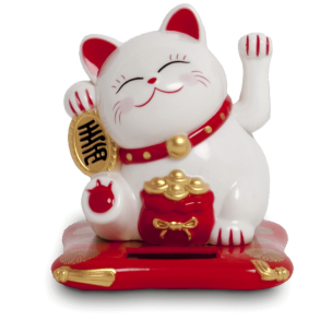 Hvid Vinkende Lykke Kat - 10,5 cm. hj