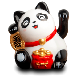 Nikkende Lykke Panda med Guldpose - 6 cm. h�j