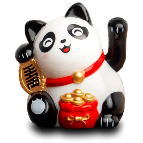 Nikkende Lykke Panda med Guldpose - 6 cm. h�j