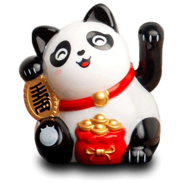 Nikkende Lykke Panda med Guldpose - 6 cm. h�j